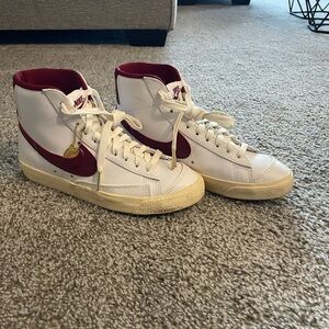 Nike White and Maroon High-Tops
